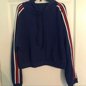 blue cropped hoodie